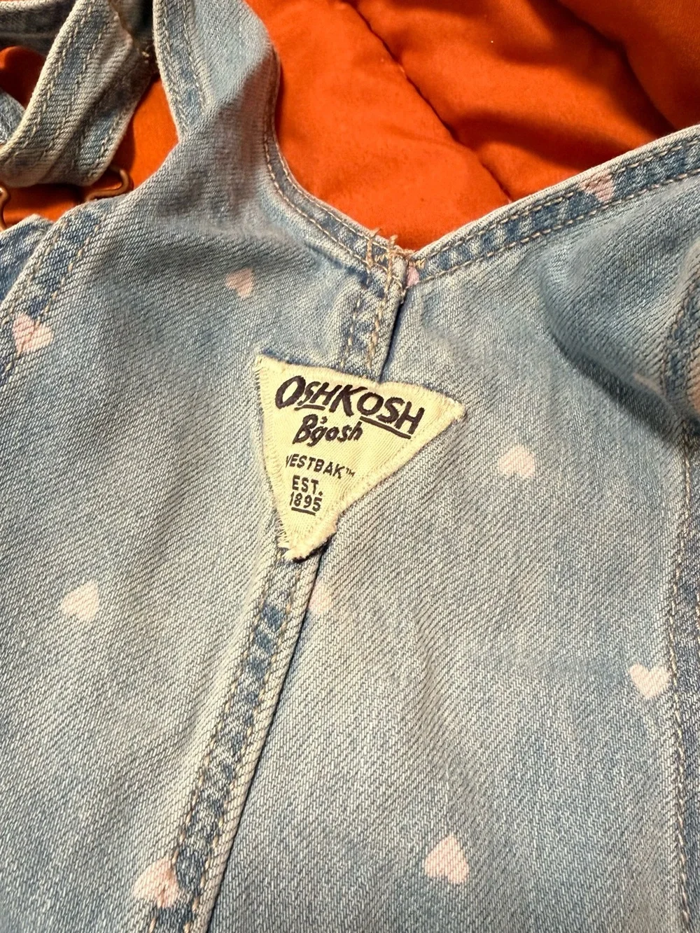 OshKosh B'gosh Light Blue Denim Heart-Print Overalls